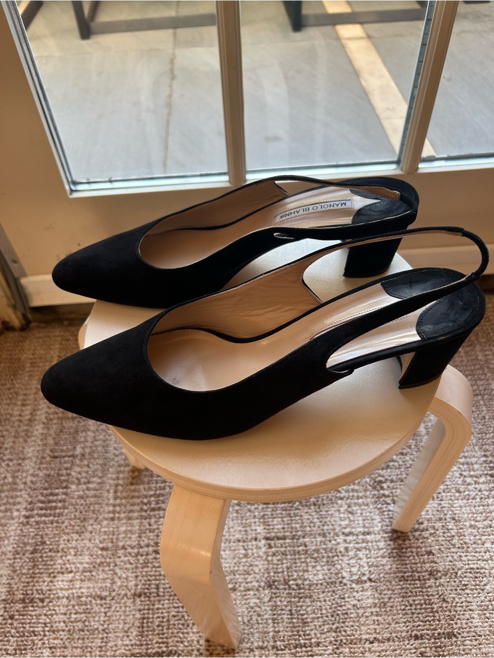 Manolo Blahnik Black Suede Slingback block heel pump 41.Equivalent to 10.5/11